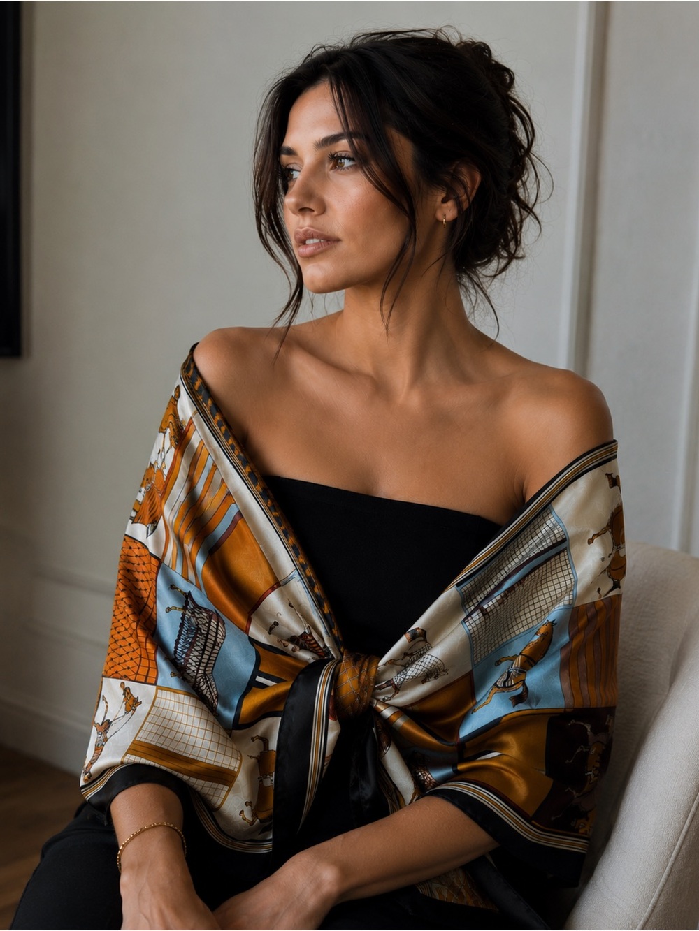 Hermès-Inspired Equestrian Scarf (Polyester Satin Feel)